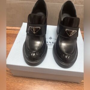 Prada Shiny Black Leather Shoes